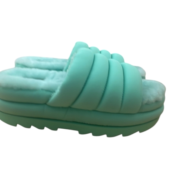 Ugg Women’s Platform Teal Mint Green Maxi Slide Sandal Size 8 - Picture 2 of 6